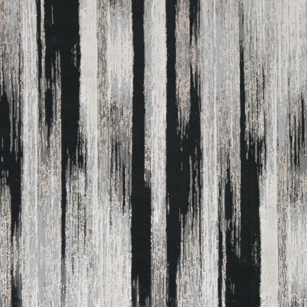 12' X 18' Black Silver and Gray Abstract Power Loom Area Rug