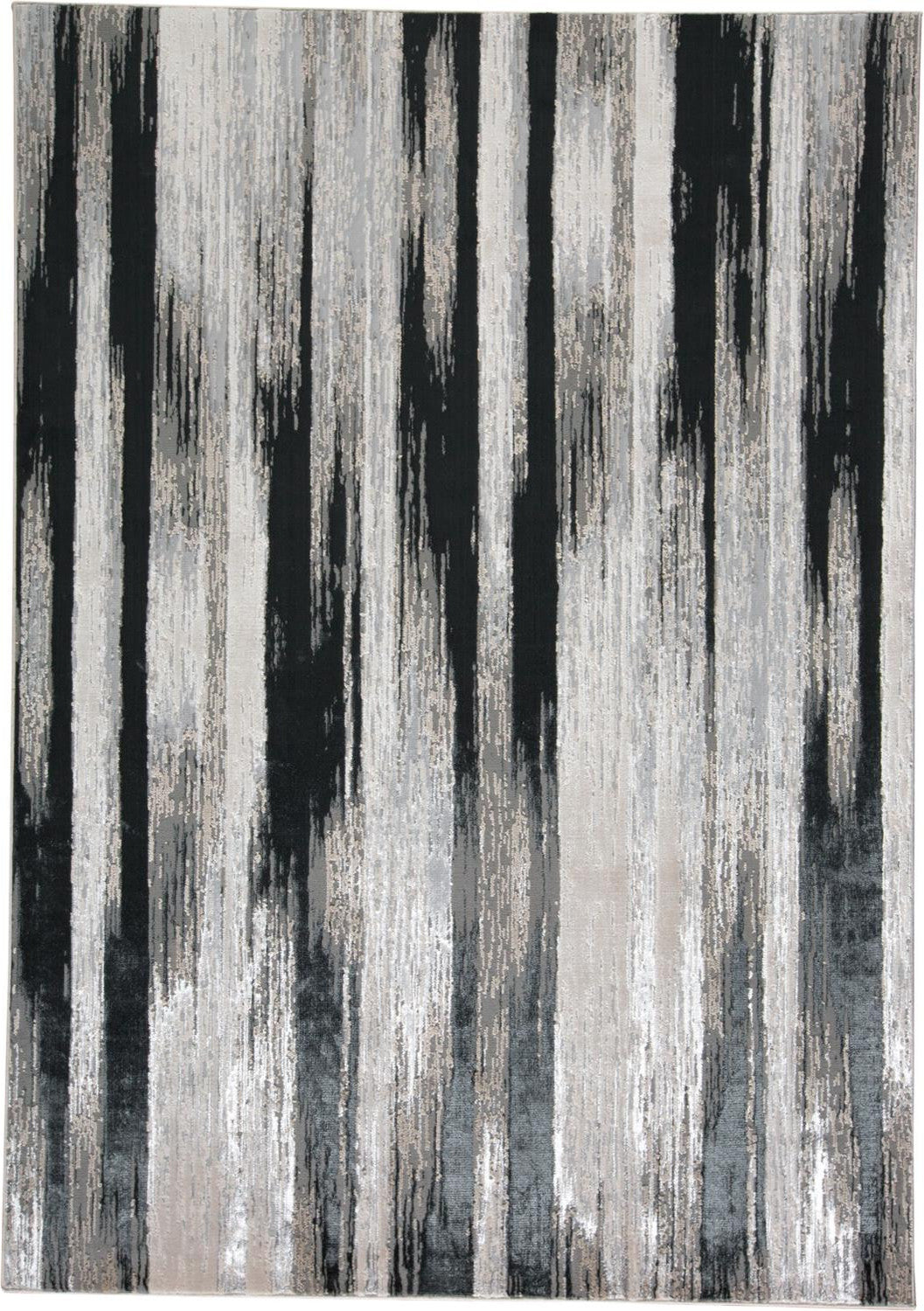 12' X 18' Black Silver and Gray Abstract Power Loom Area Rug