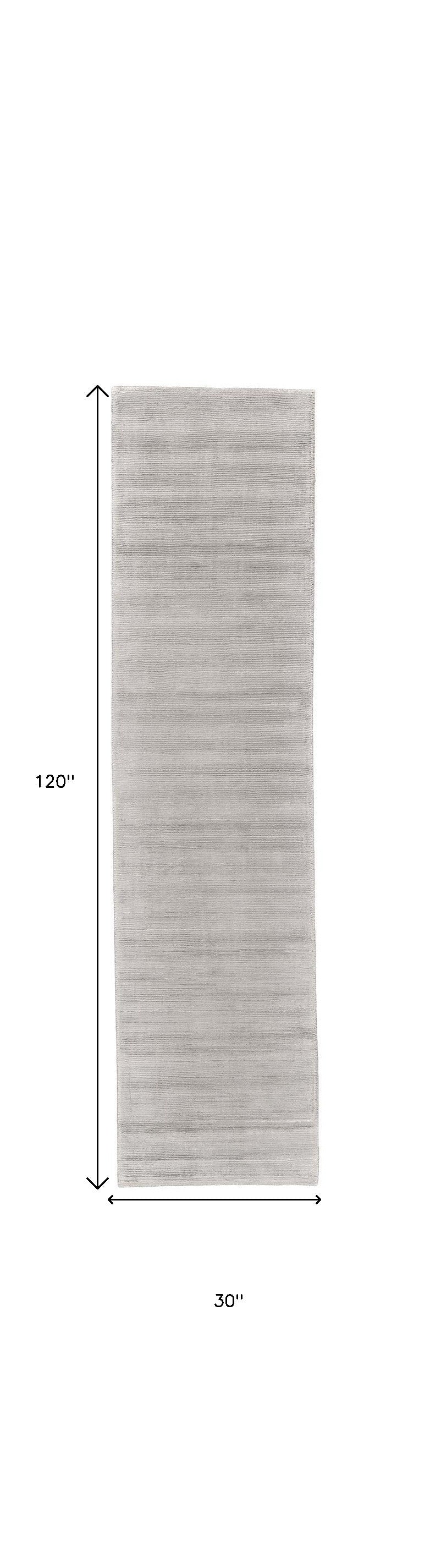 10' Gray and Silver Hand Woven Runner Rug