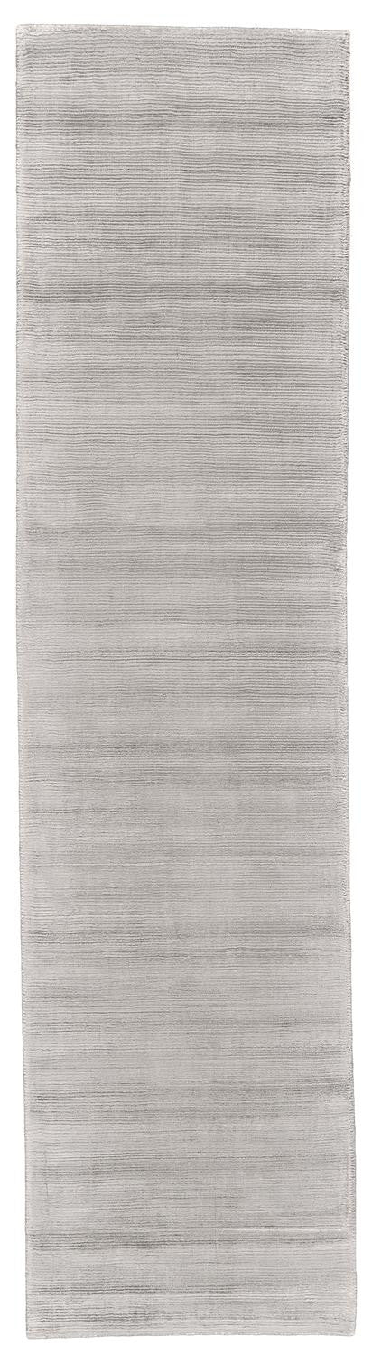 10' Gray and Silver Hand Woven Runner Rug