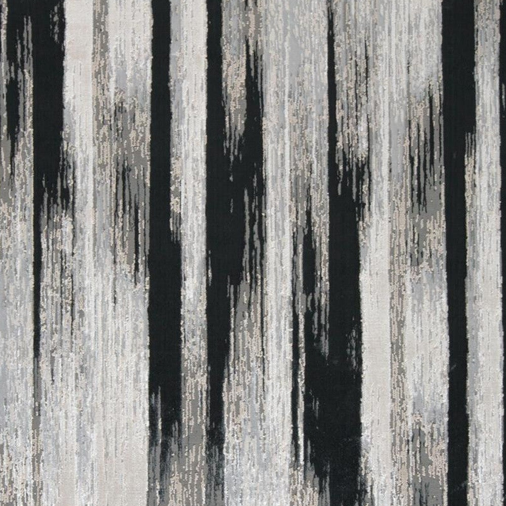 9' x 12' Black Silver and Gray Abstract Power Loom Area Rug