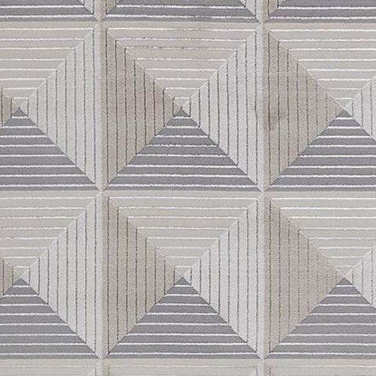 8' Gray and Ivory Geometric Power Loom Runner Rug