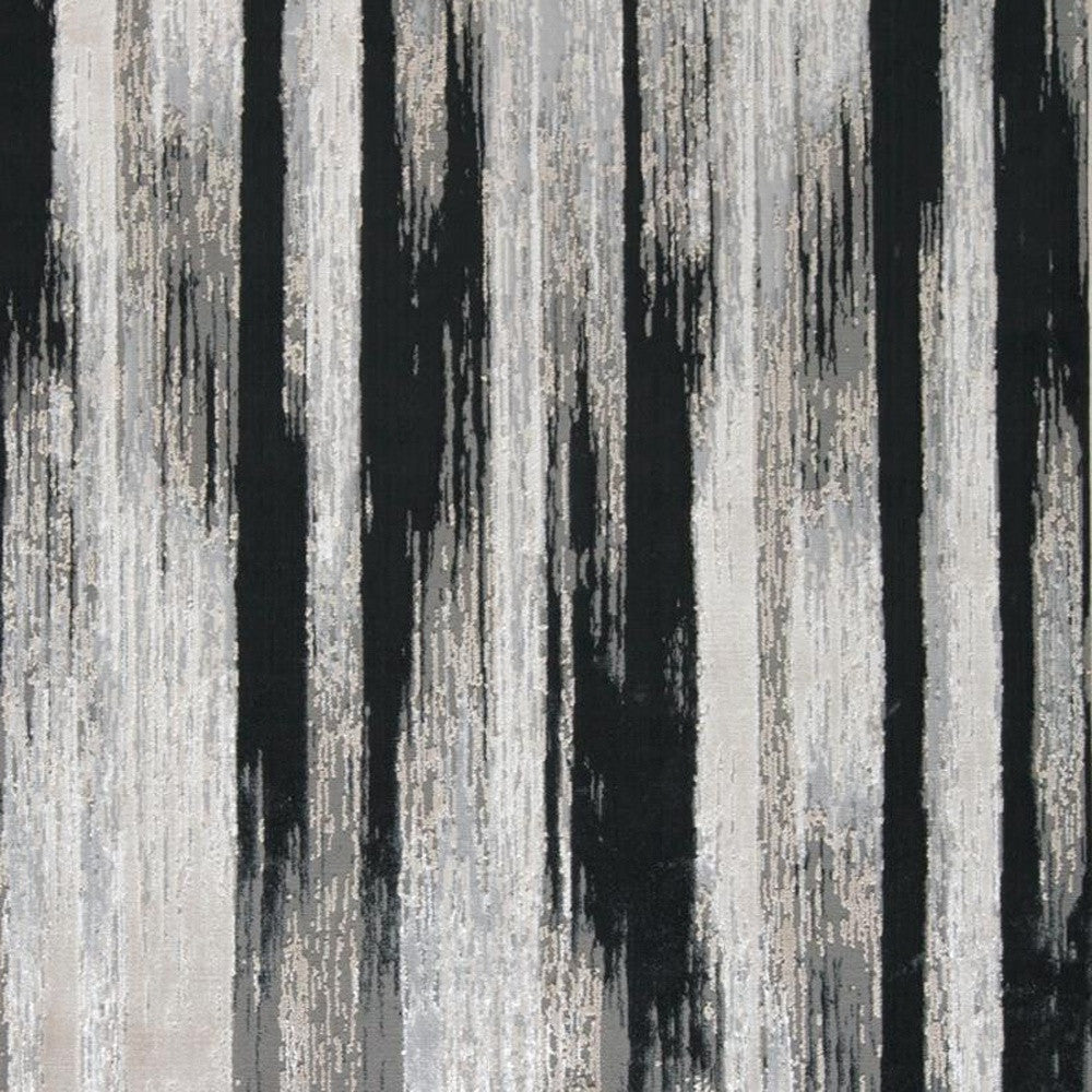 12' x 15' Black Silver and Gray Abstract Power Loom Area Rug