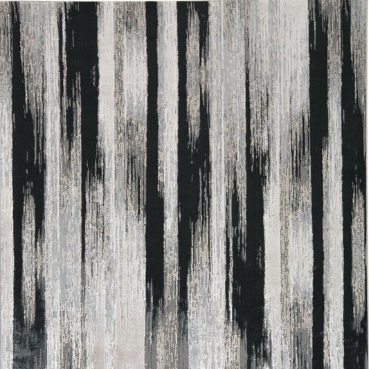 2' x 3' Black Silver and Gray Abstract Power Loom Area Rug