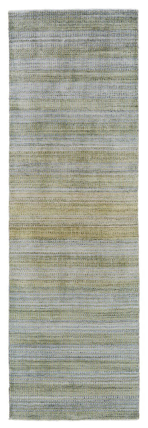 10' Blue and Green Ombre Hand Woven Runner Rug