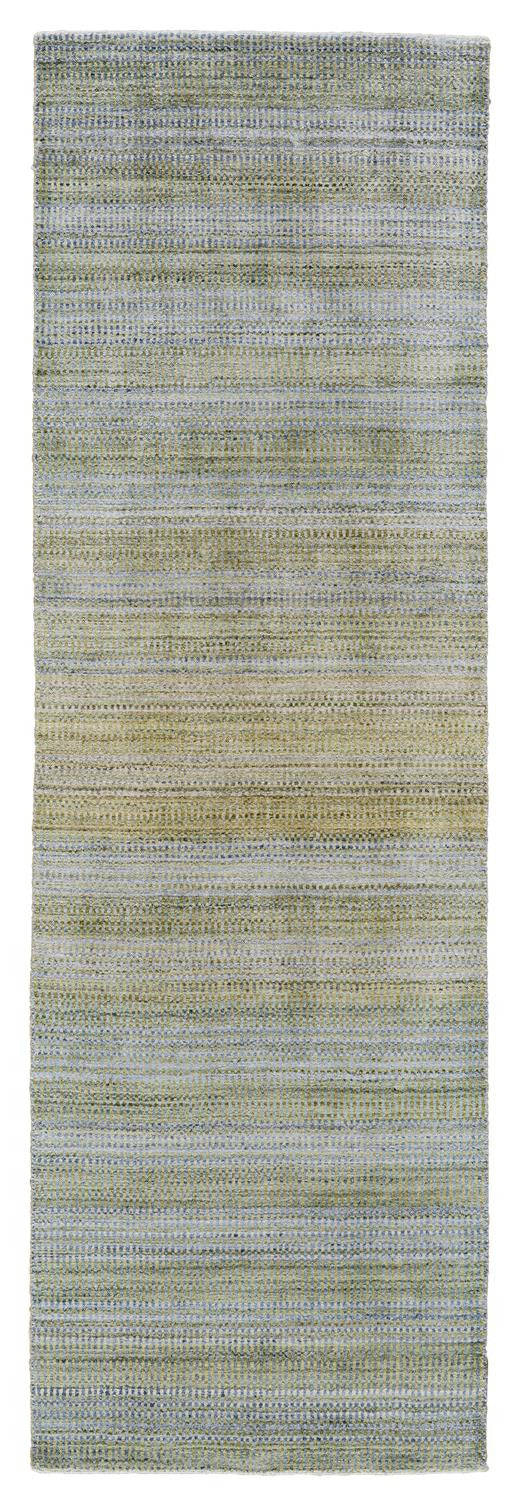 10' Blue and Green Ombre Hand Woven Runner Rug