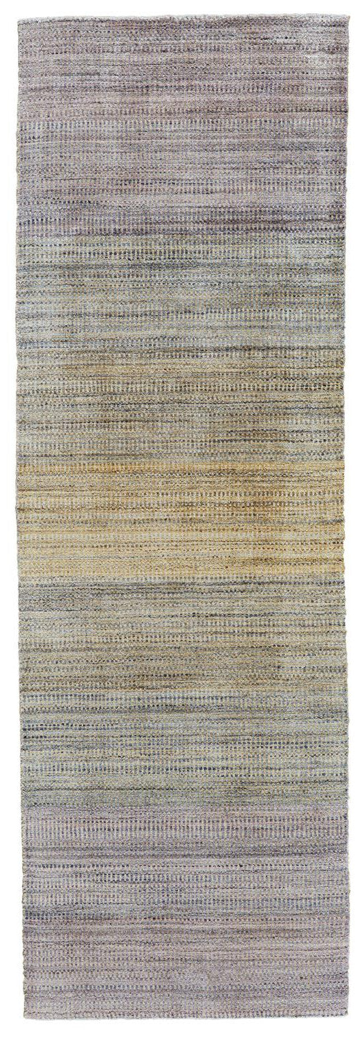 10' Beige and Purple Ombre Hand Woven Runner Rug