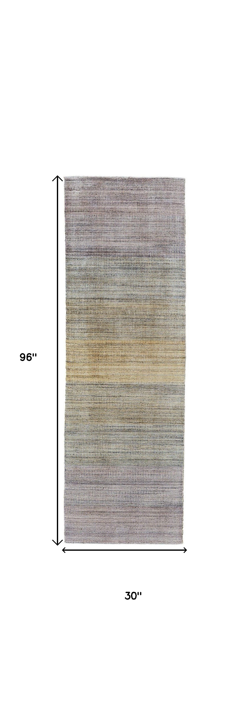 8' Beige and Purple Ombre Hand Woven Runner Rug