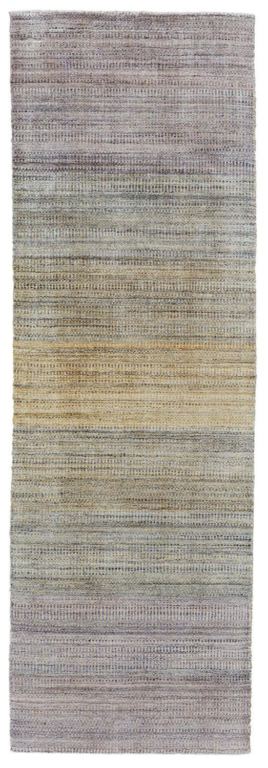 8' Beige and Purple Ombre Hand Woven Runner Rug
