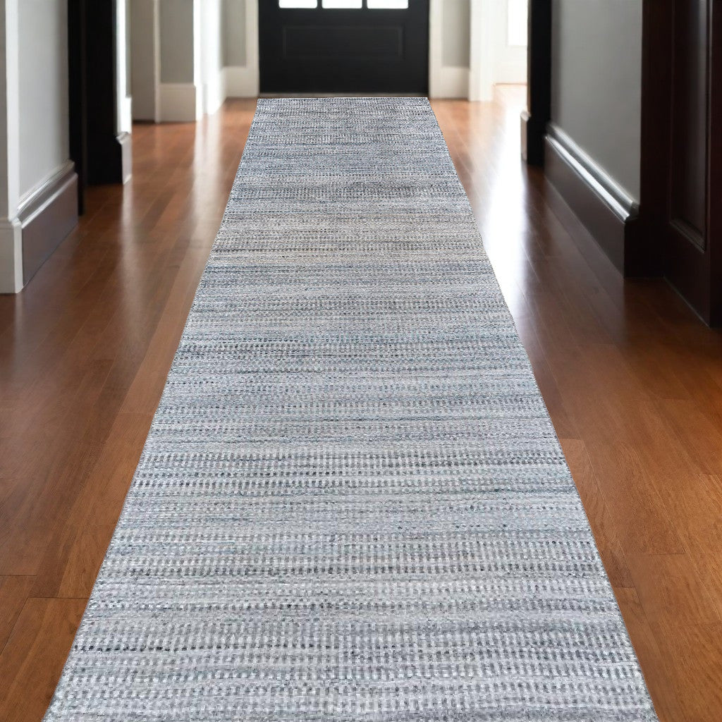 10' Gray and Purple Ombre Hand Woven Runner Rug