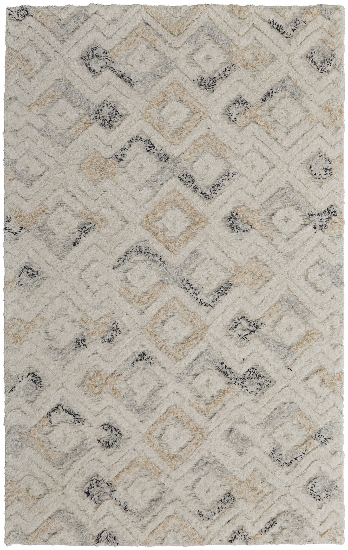 5' x 8' Gray and Ivory Geometric Hand Tufted Area Rug