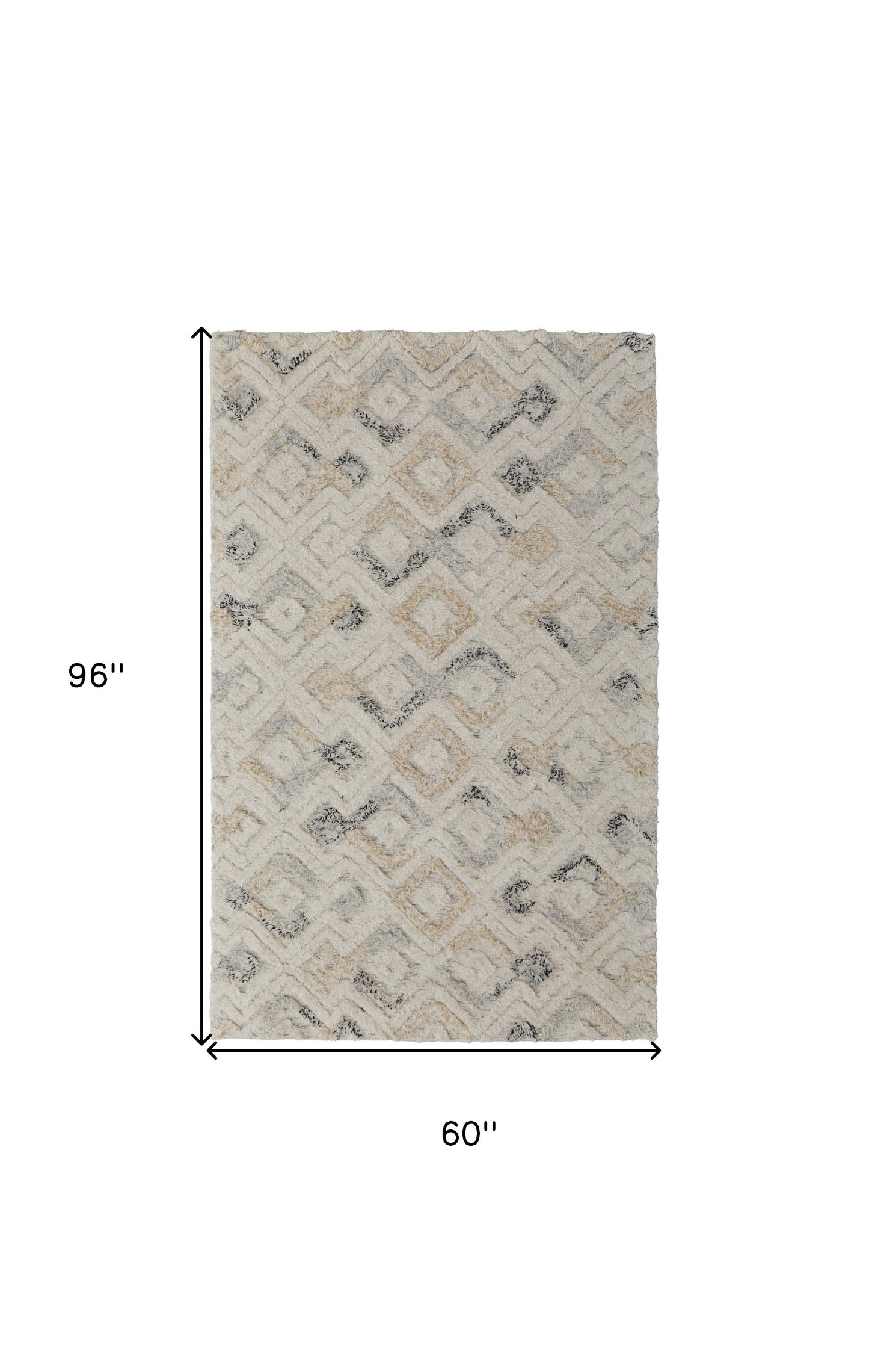 5' x 8' Gray and Ivory Geometric Hand Tufted Area Rug