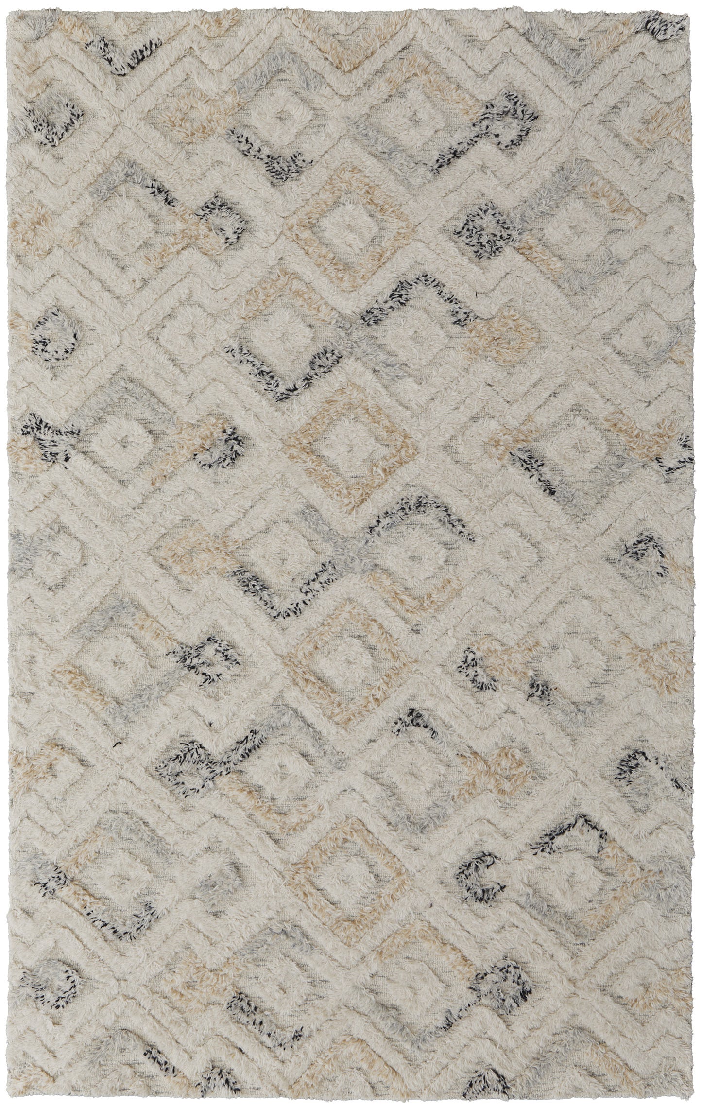 5' x 8' Gray and Ivory Geometric Hand Tufted Area Rug