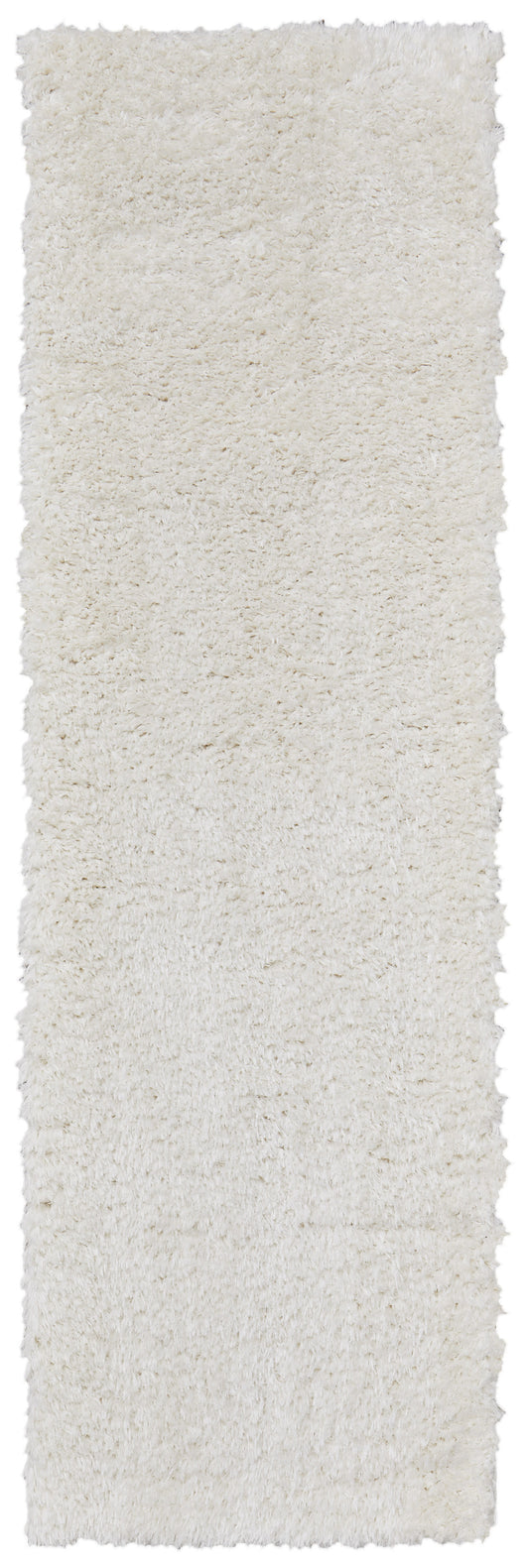 8' White Shag Power Loom Runner Rug