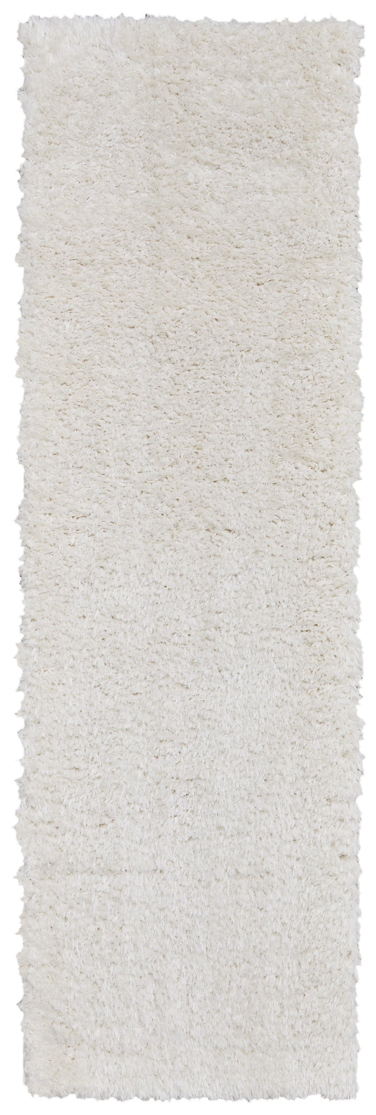 8' White Shag Power Loom Runner Rug