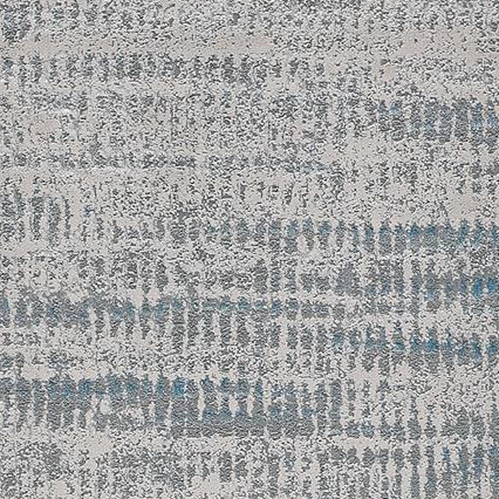 8' Gray and Ivory Abstract Power Loom Runner Rug