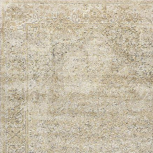 8' Gold and Ivory Medallion Power Loom Runner Rug