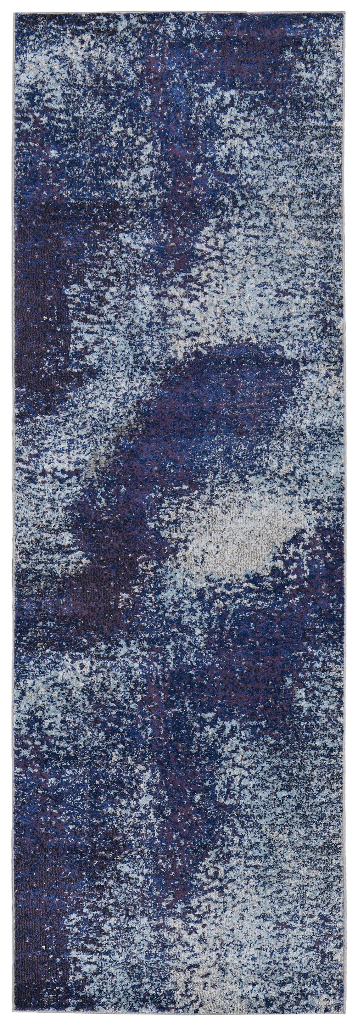 10' Blue and Purple Abstract Power Loom Runner Rug