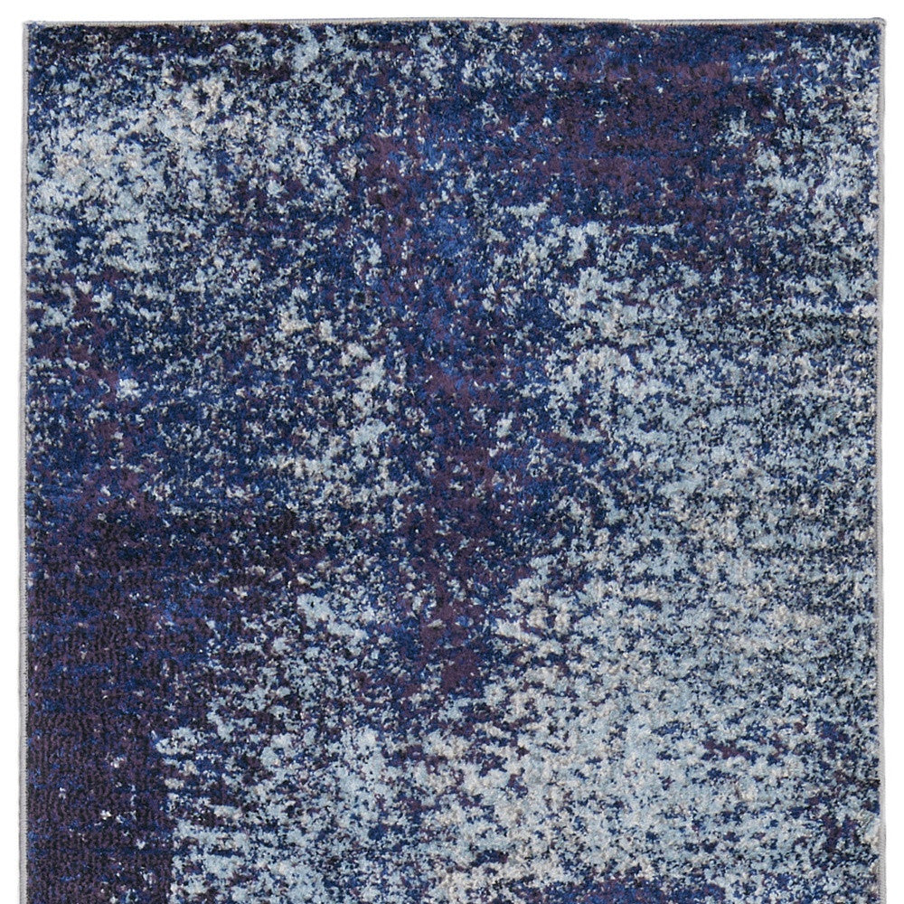 10' Blue and Purple Abstract Power Loom Runner Rug