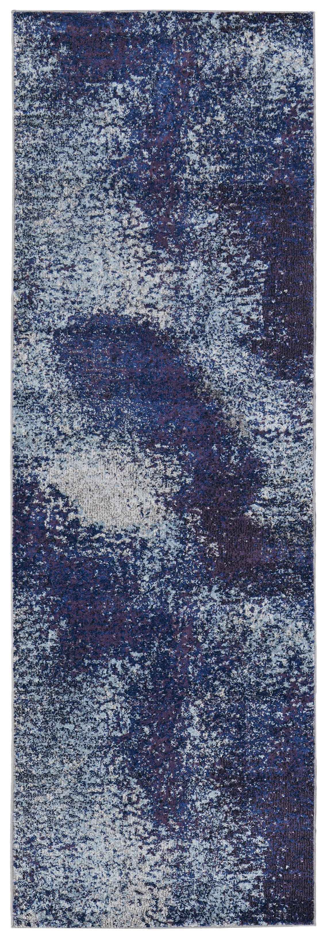 10' Blue and Purple Abstract Power Loom Runner Rug