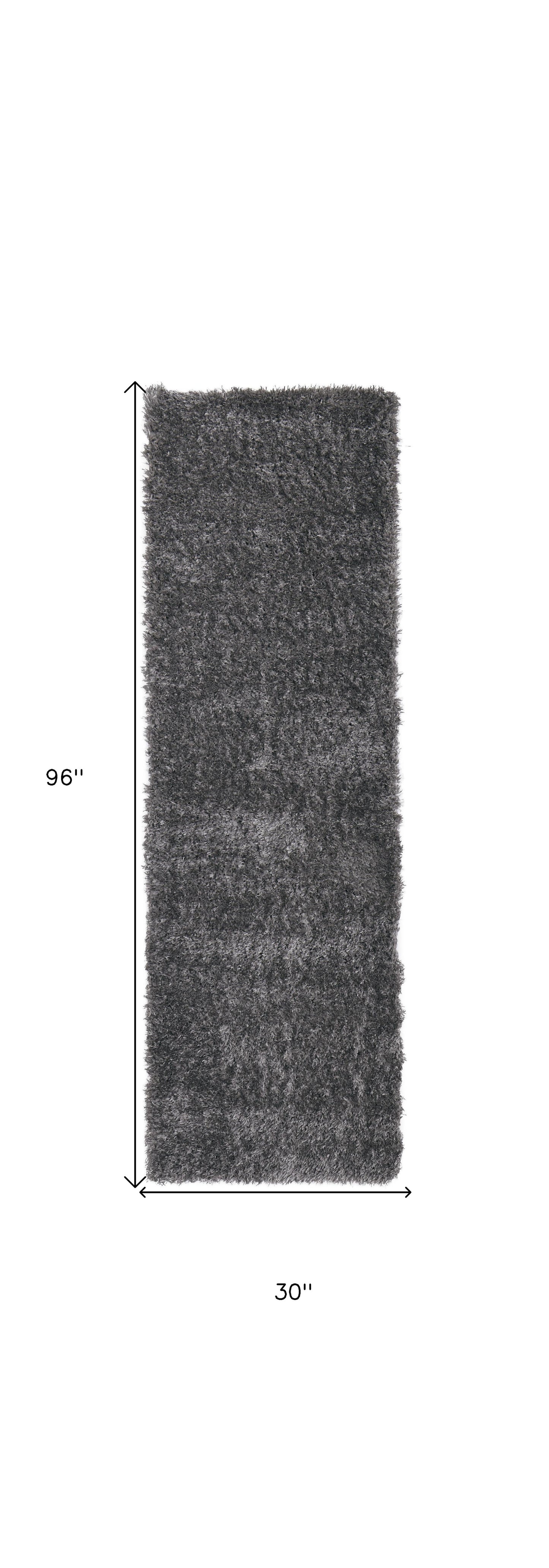 8' Gray Shag Power Loom Runner Rug