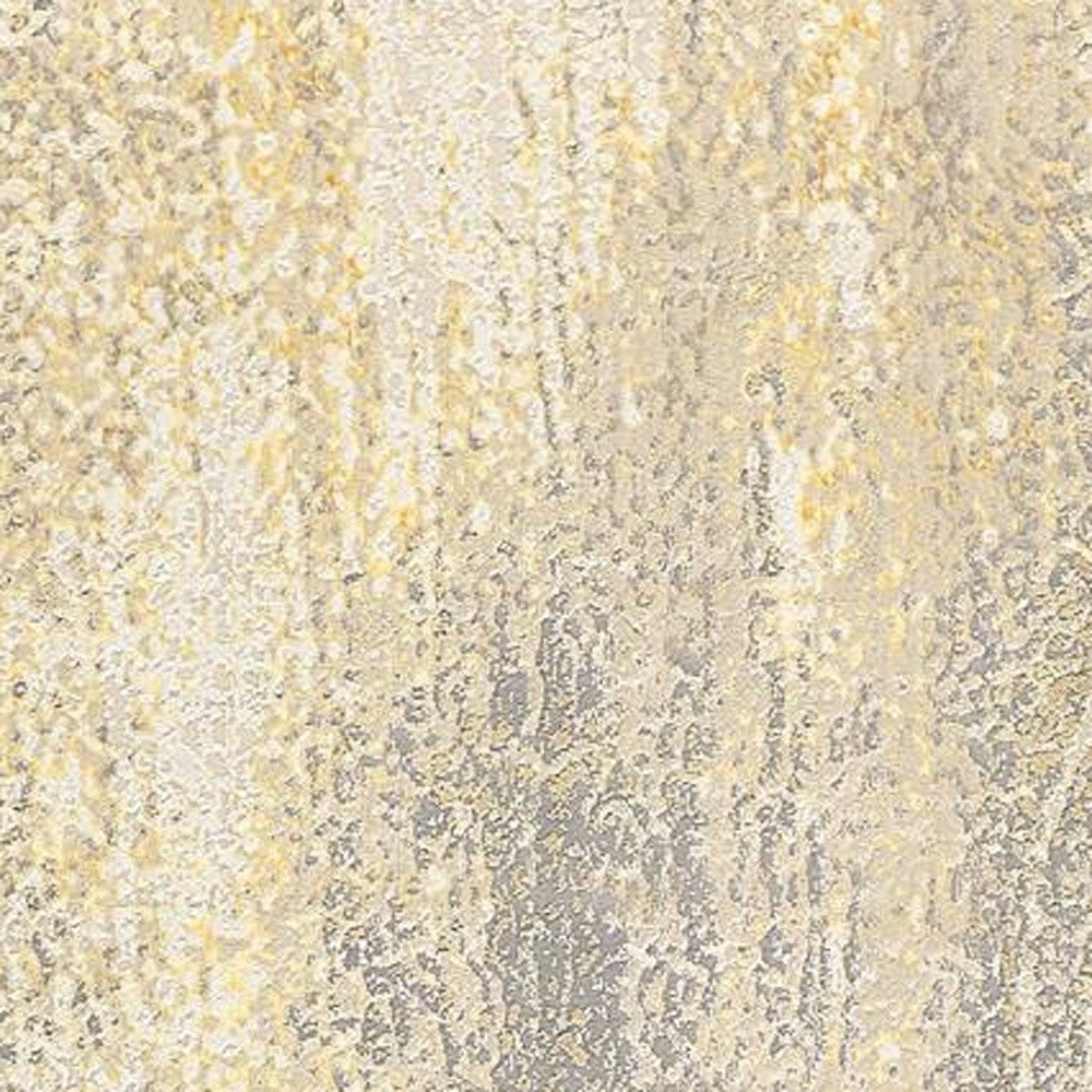 8' Gold and Ivory Abstract Power Loom Runner Rug