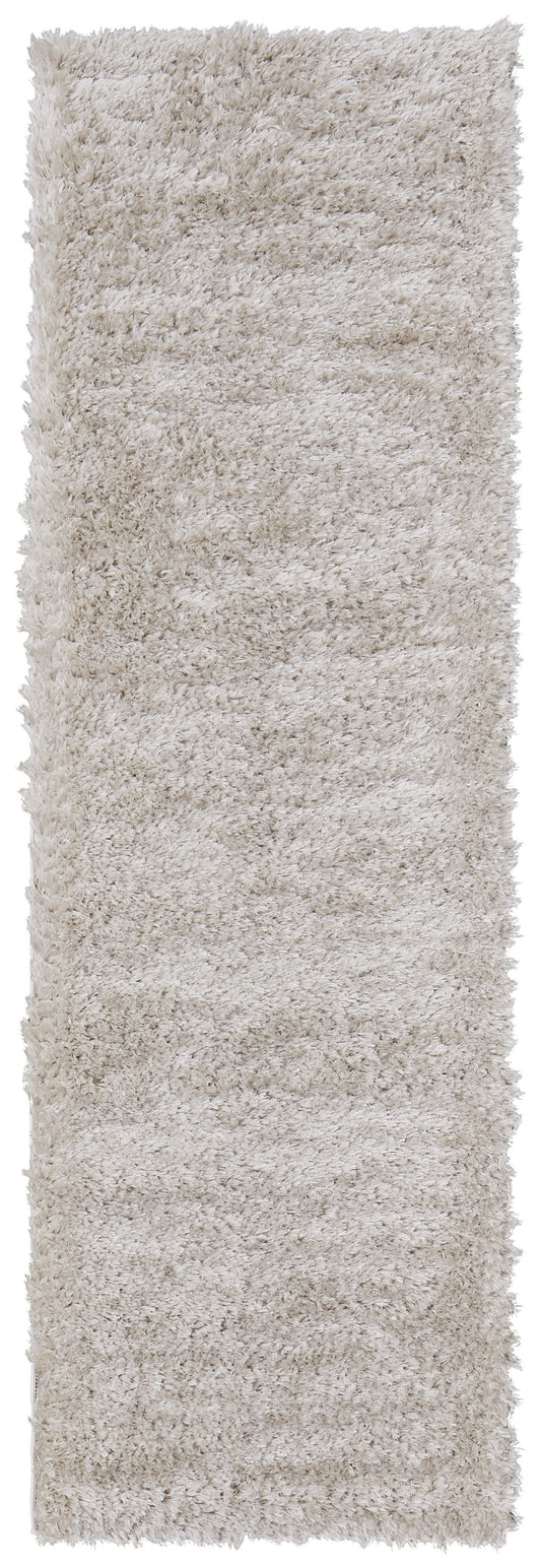 8' Ivory Shag Power Loom Runner Rug