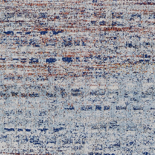 8' Ivory Blue and Orange Abstract Power Loom Runner Rug
