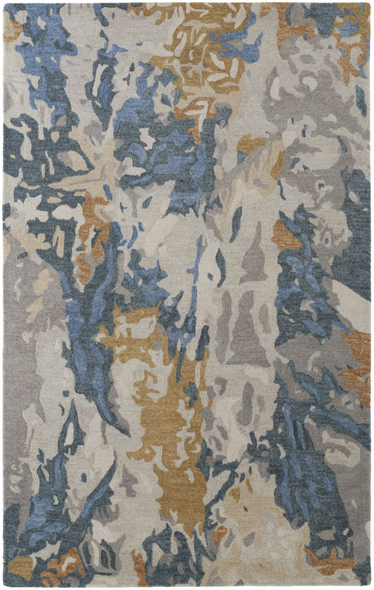 9' x 12' Blue and Gray Abstract Hand Tufted Area Rug