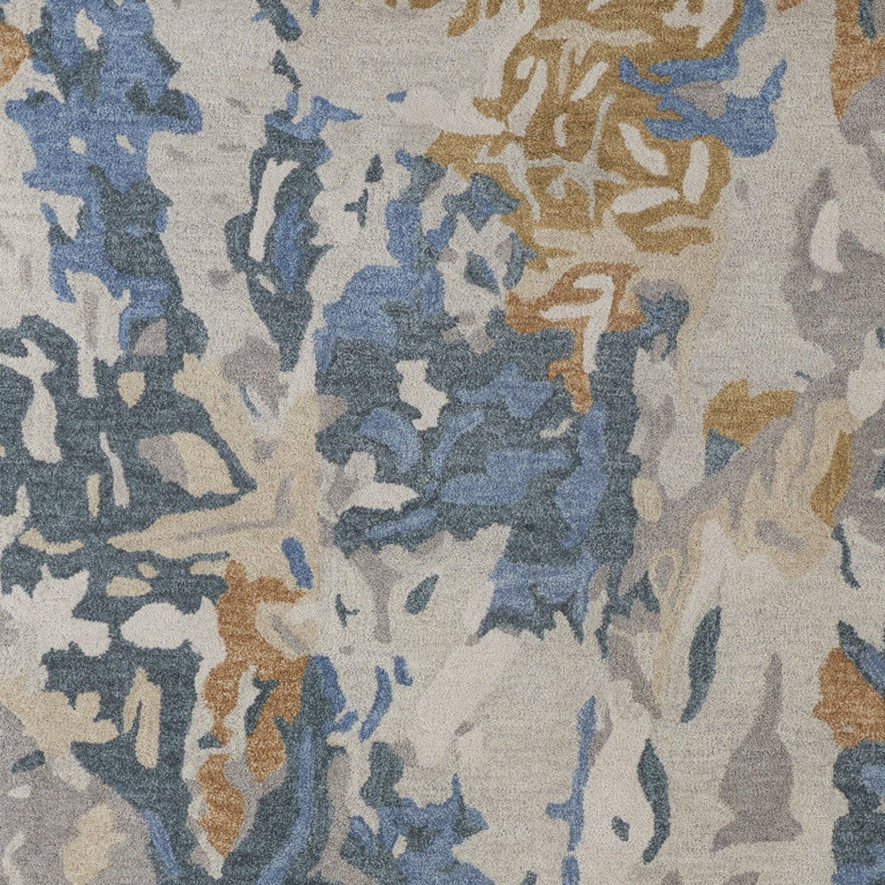 9' x 12' Blue and Gray Abstract Hand Tufted Area Rug