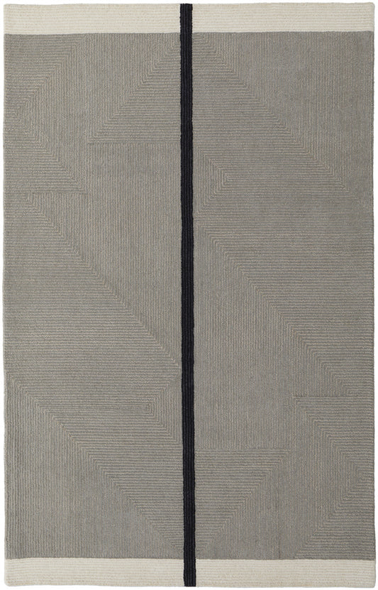 5' x 8' Brown and Black Abstract Geometric Hand Tufted Area Rug
