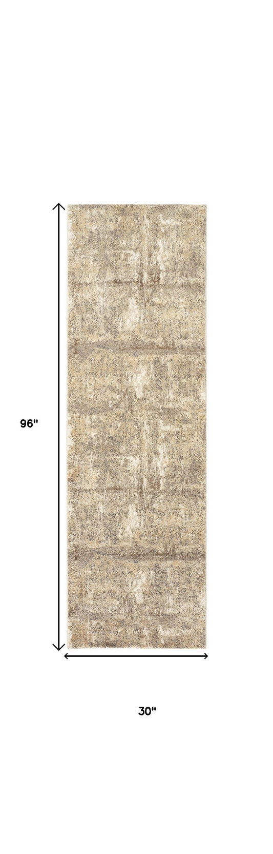 8' Brown and Ivory Abstract Distressed Runner Rug
