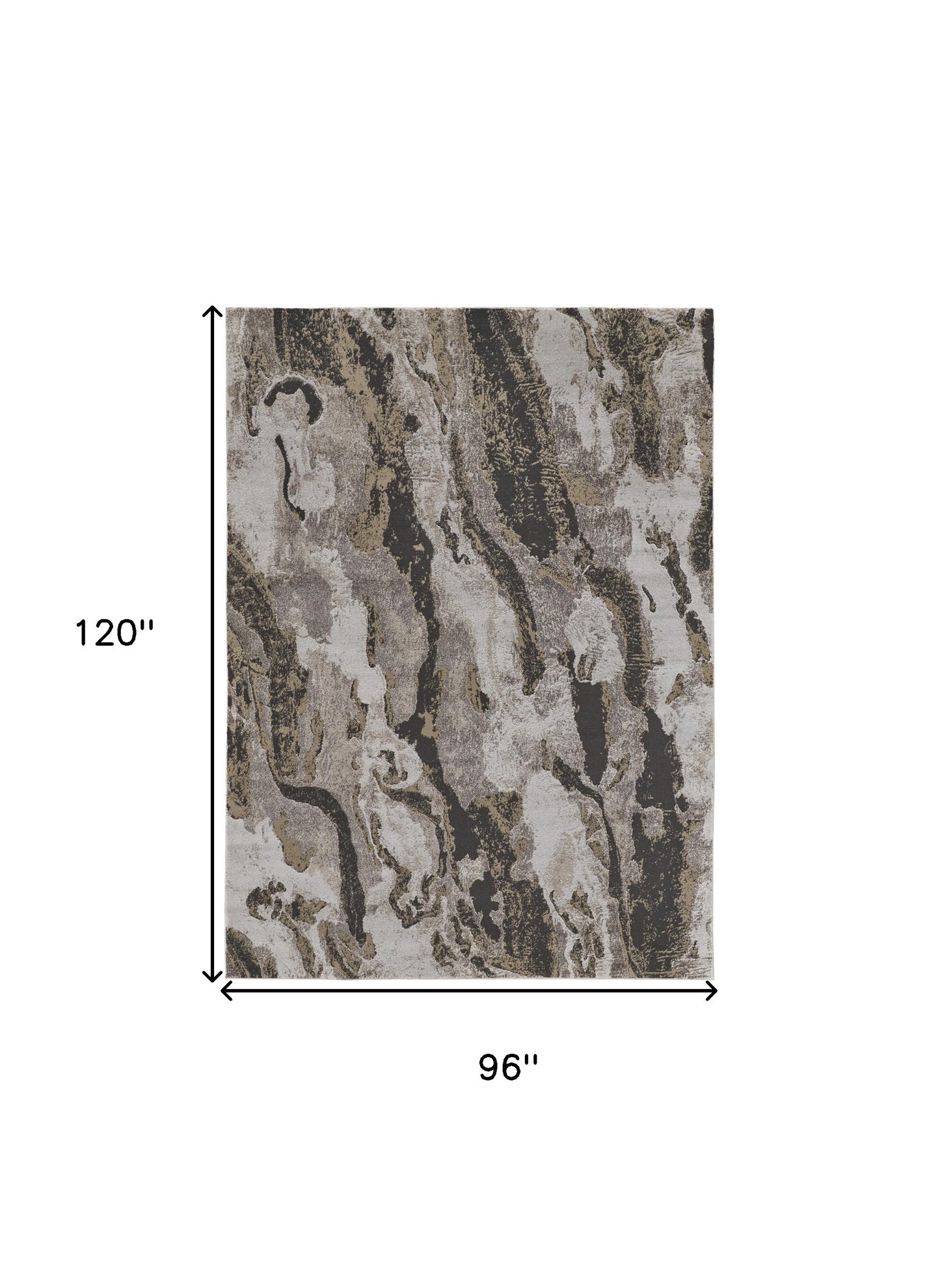 8' x 10' Brown and Ivory Abstract Power Loom Distressed Area Rug