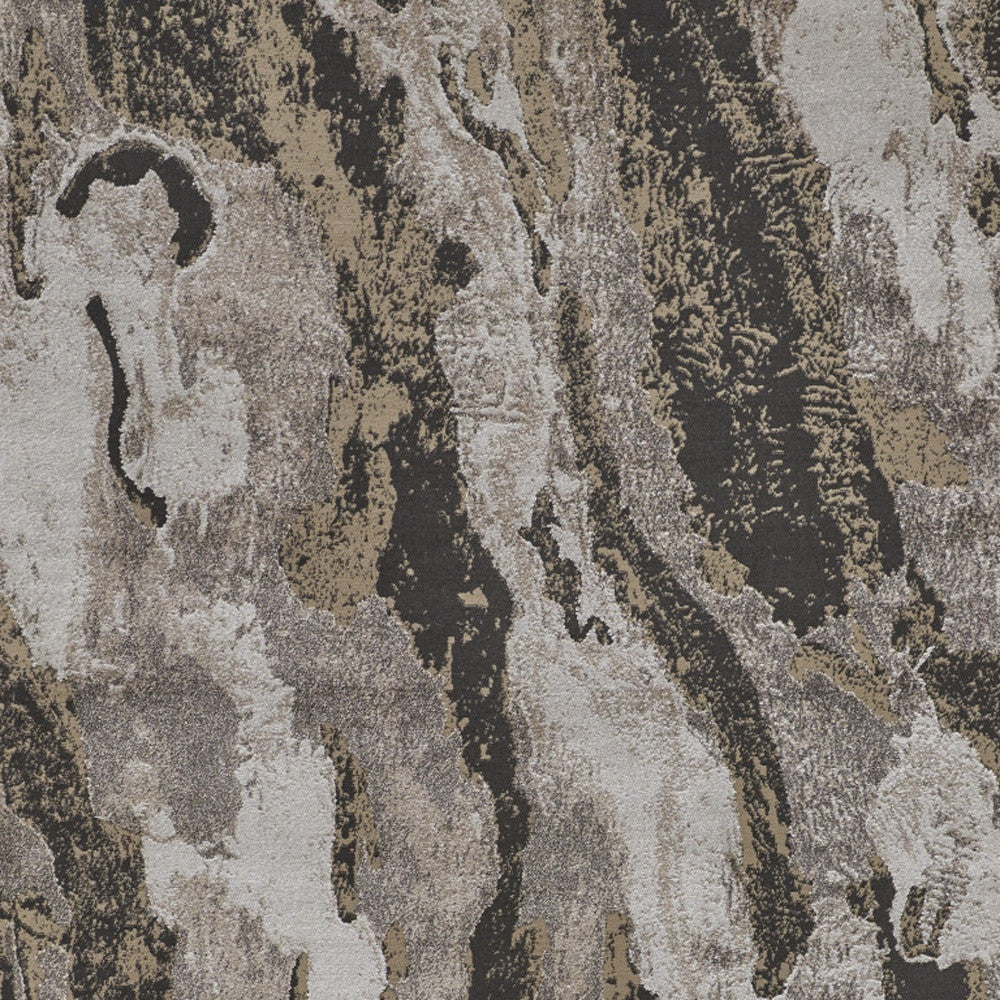7' x 10' Brown and Ivory Abstract Power Loom Distressed Area Rug