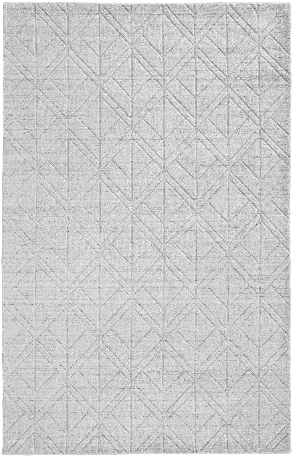 4' x 6' White and Silver Geometric Hand Woven Area Rug