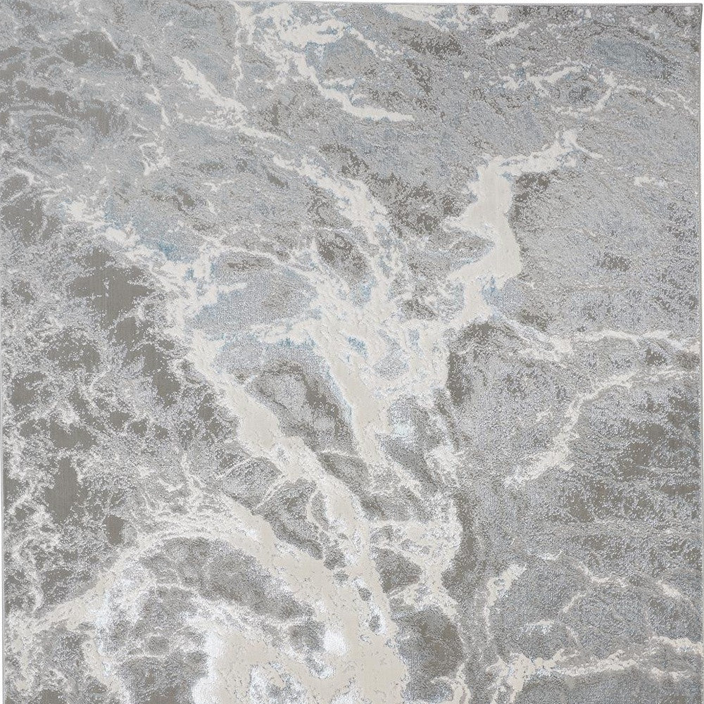 2' x 3' Gray and Ivory Abstract Power Loom Area Rug