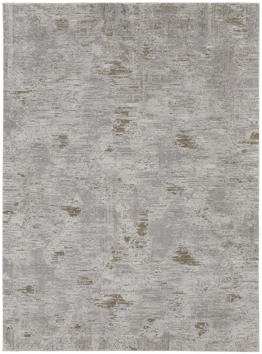 2' x 3' Brown and Ivory Abstract Power Loom Distressed Area Rug