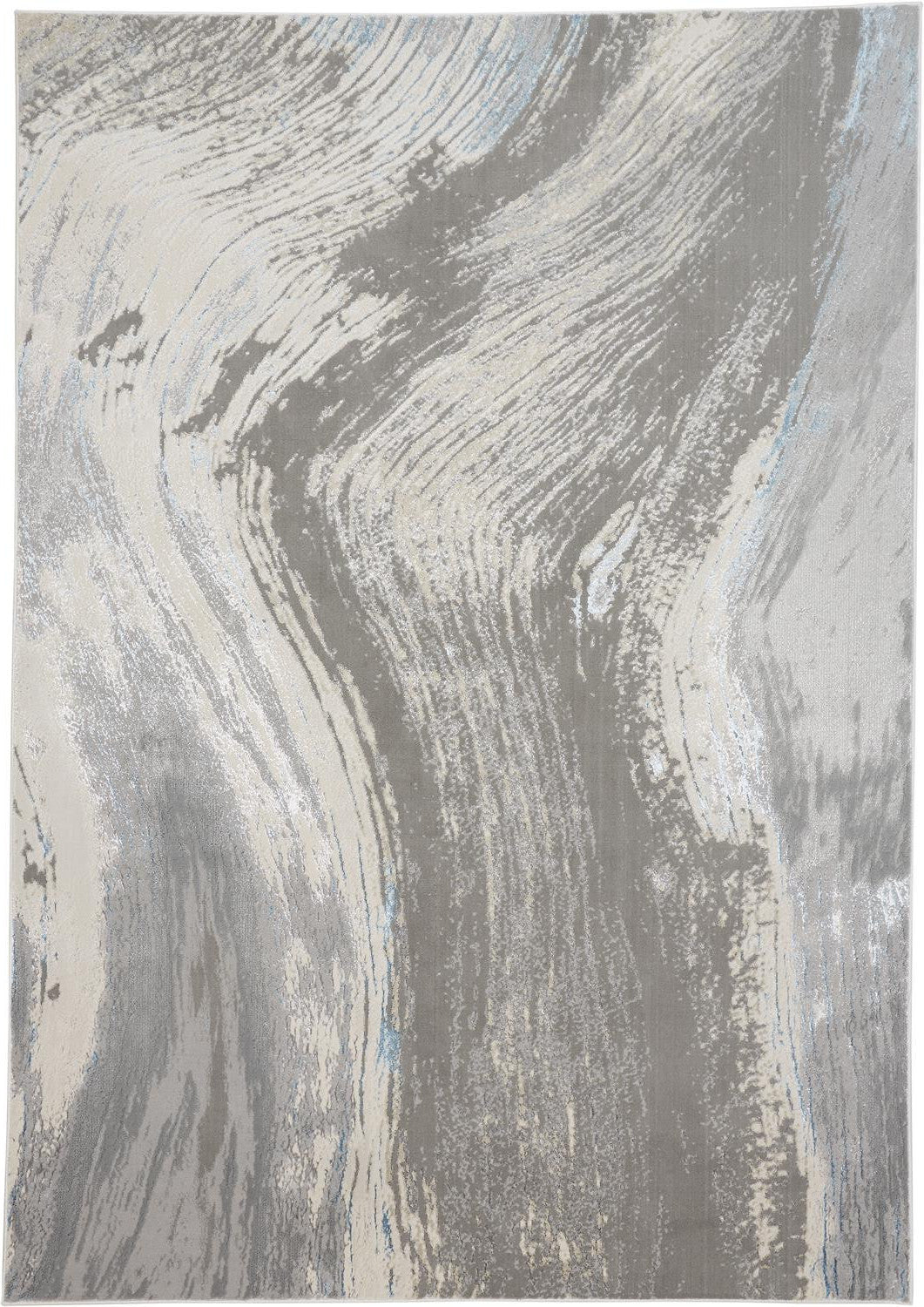 2' x 3' Gray and Ivory Abstract Power Loom Area Rug