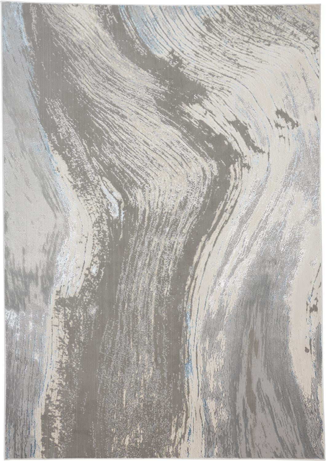 2' x 3' Gray and Ivory Abstract Power Loom Area Rug