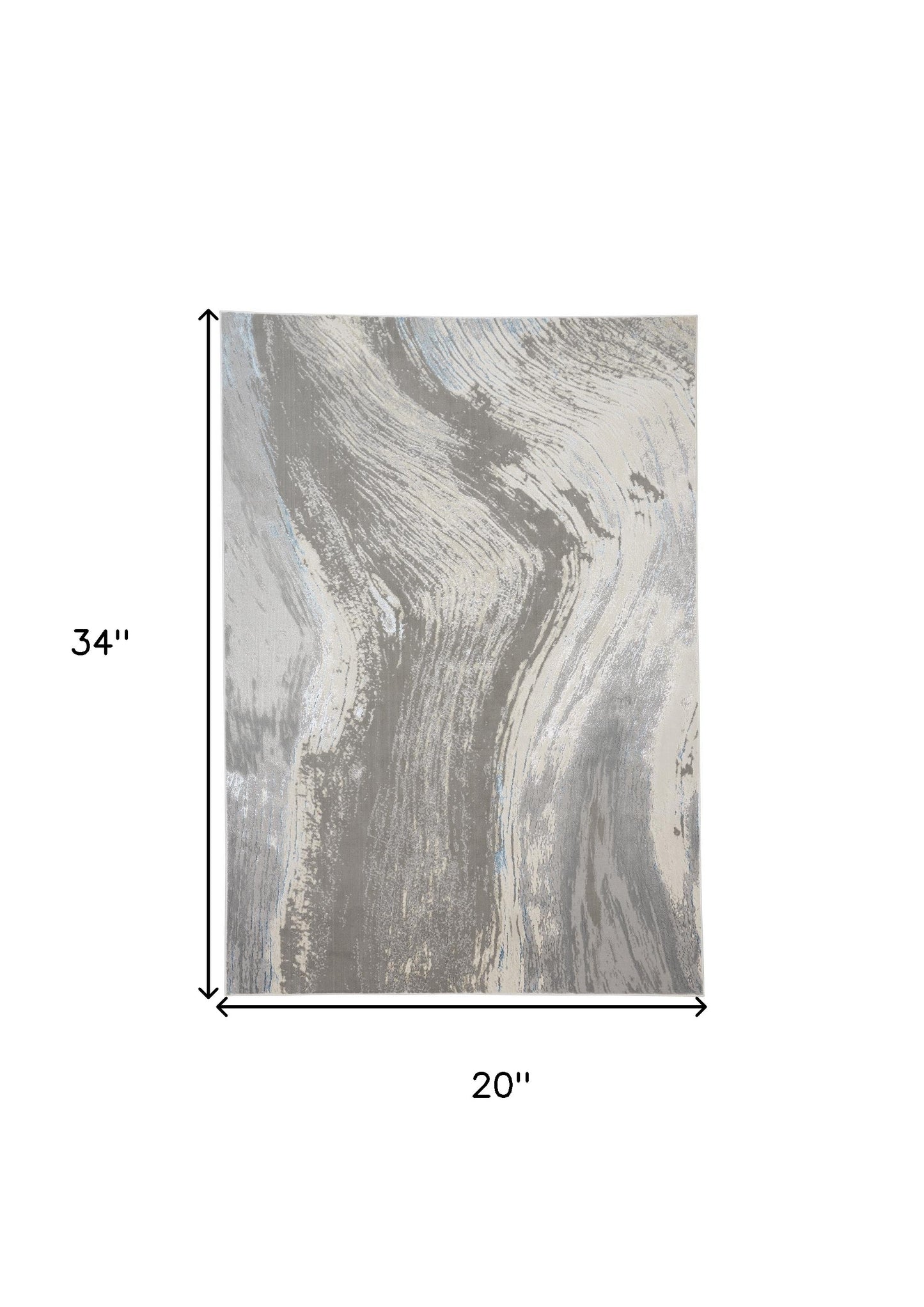 2' x 3' Gray and Ivory Abstract Power Loom Area Rug