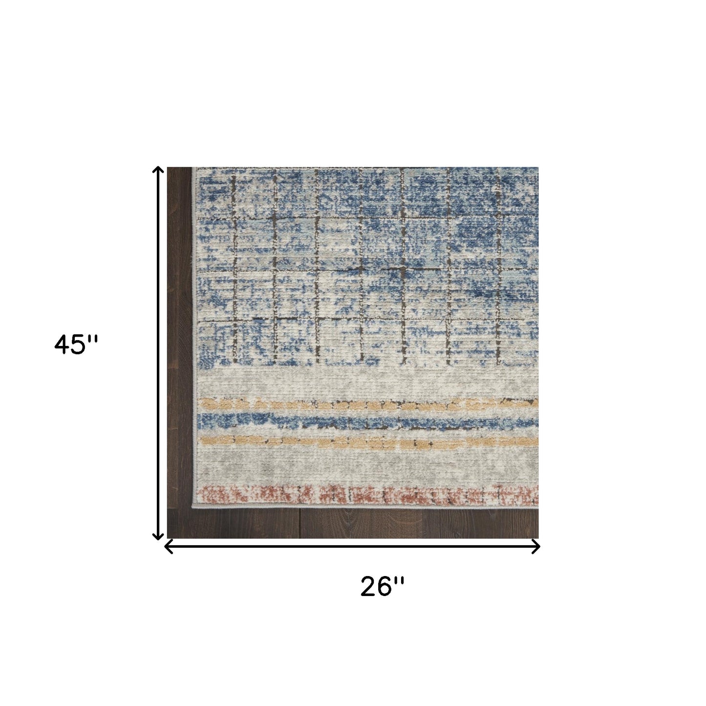 2' X 4' Blue Abstract Power Loom Distressed Non Skid Area Rug