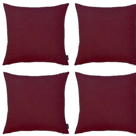 Set Of Four 20" X 20" Claret Red Polyester Zippered Pillow Cover