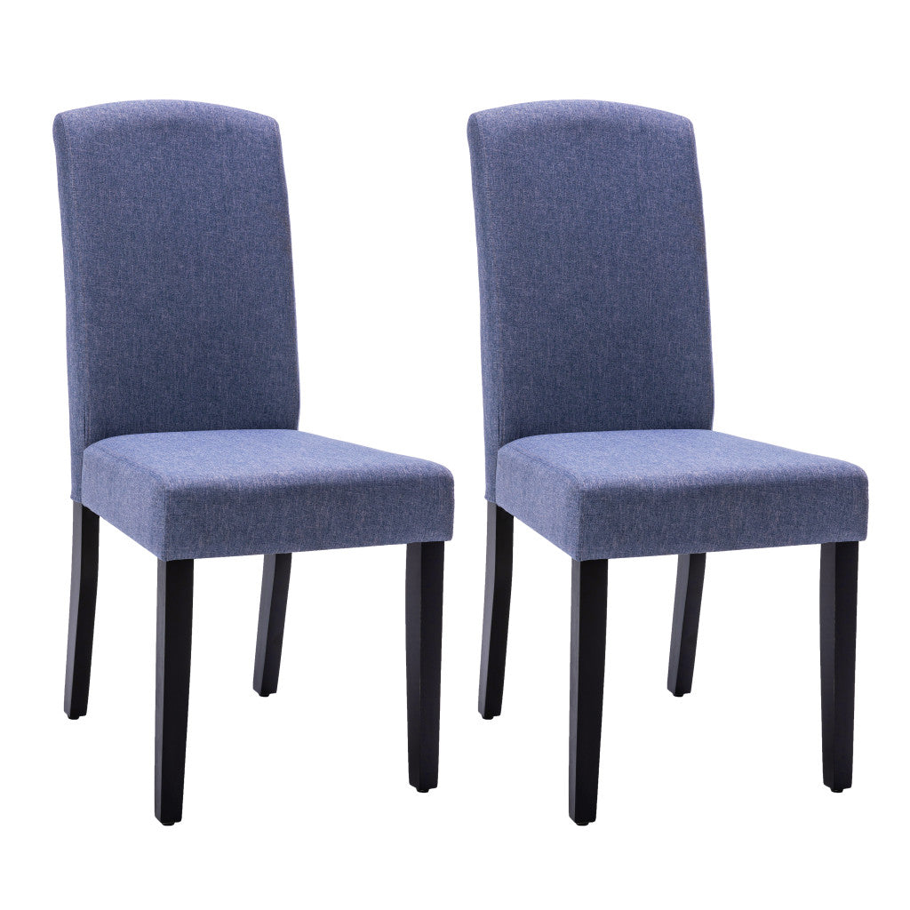 Set of Two Navy Blue And Black Upholstered Polyester Dining Parsons Chairs