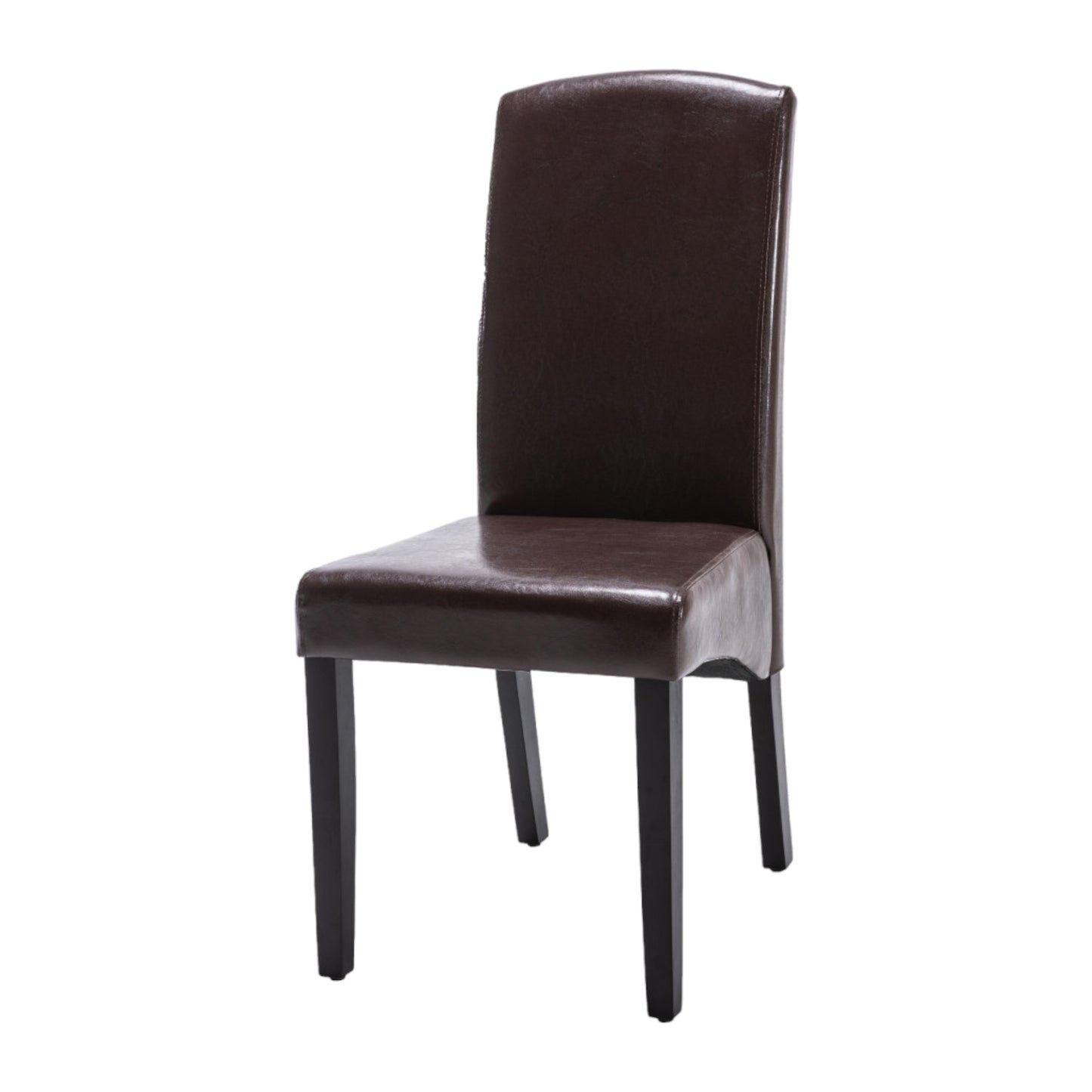 Set of Two Brown And Black Upholstered Faux Leather Dining Parsons Chairs