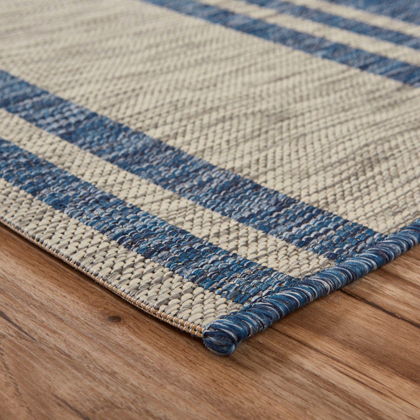 3' X 5' Blue and Gray Captain's Wheel Stain Resistant Indoor Outdoor Area Rug