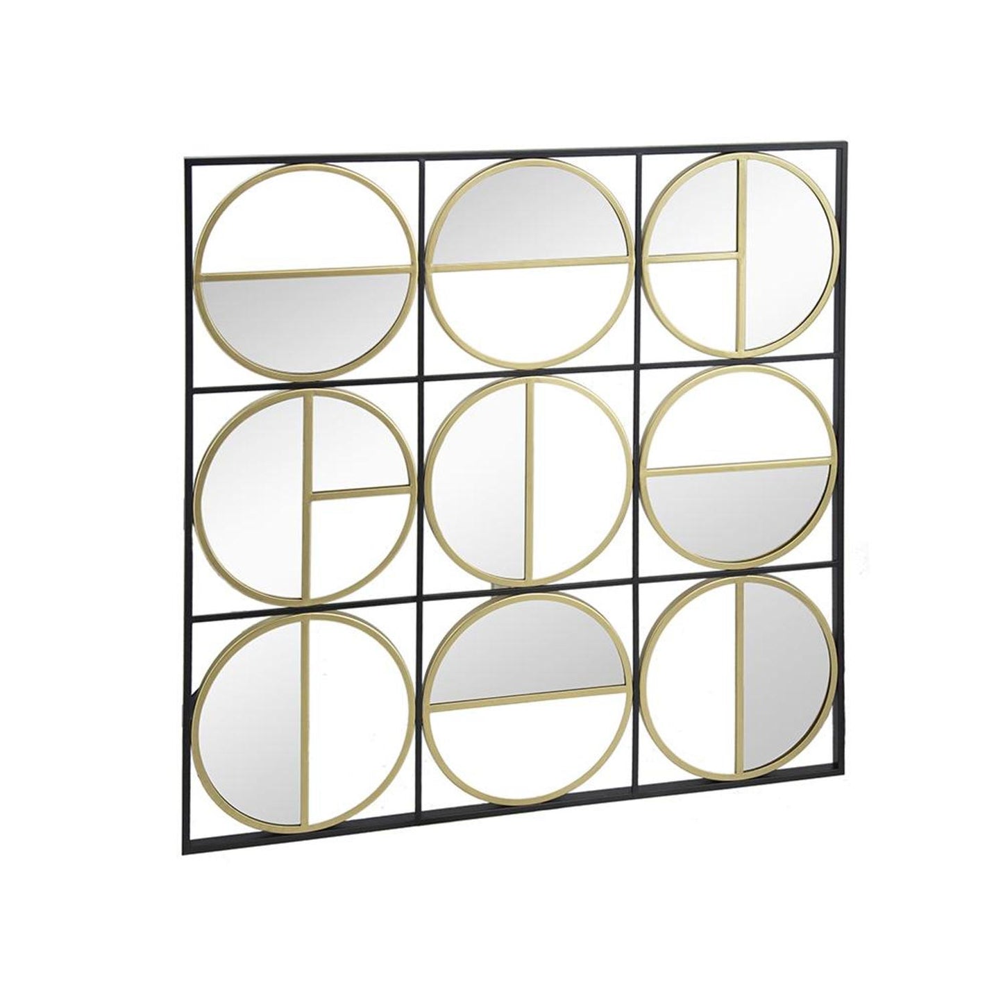 36" Black and Gold Square Framed Accent Mirror