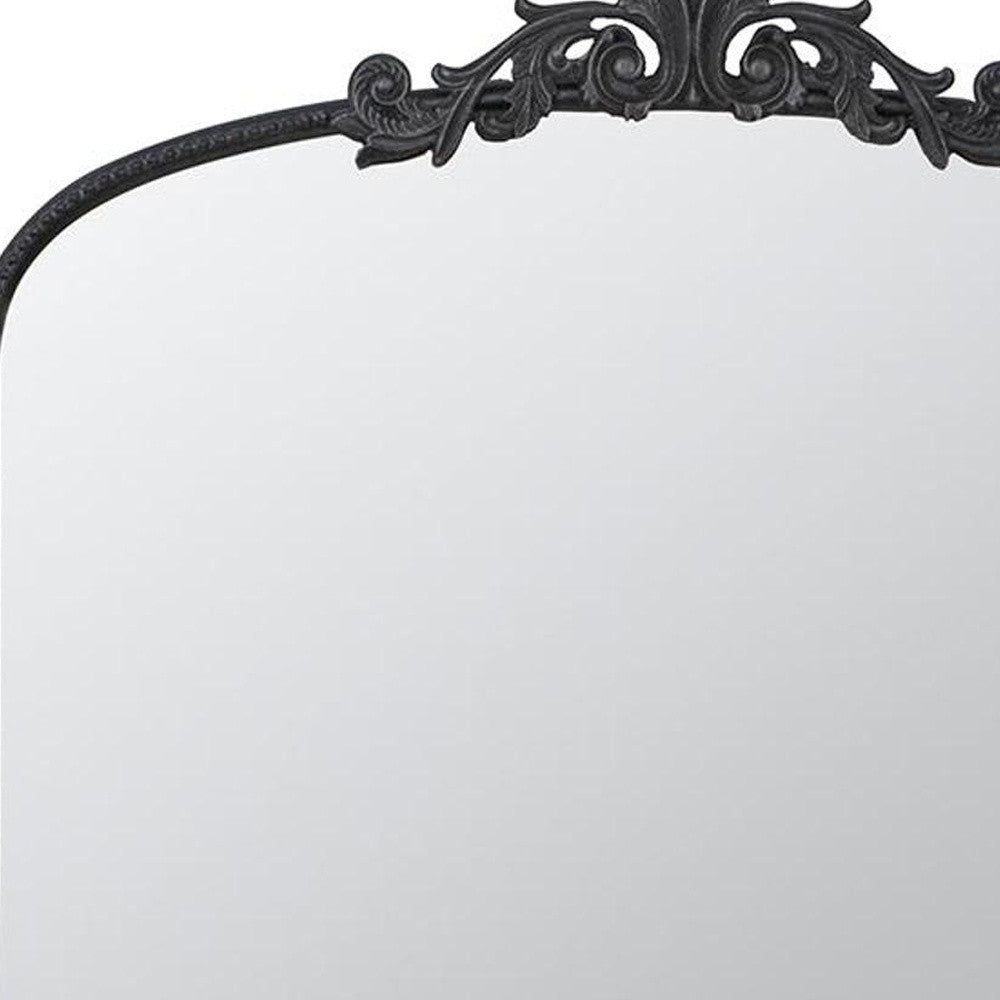 31" Black Crowned Top Framed Accent Mirror