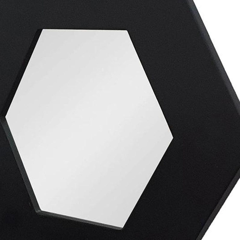 19" Black Hexagon Framed Accent Mirror