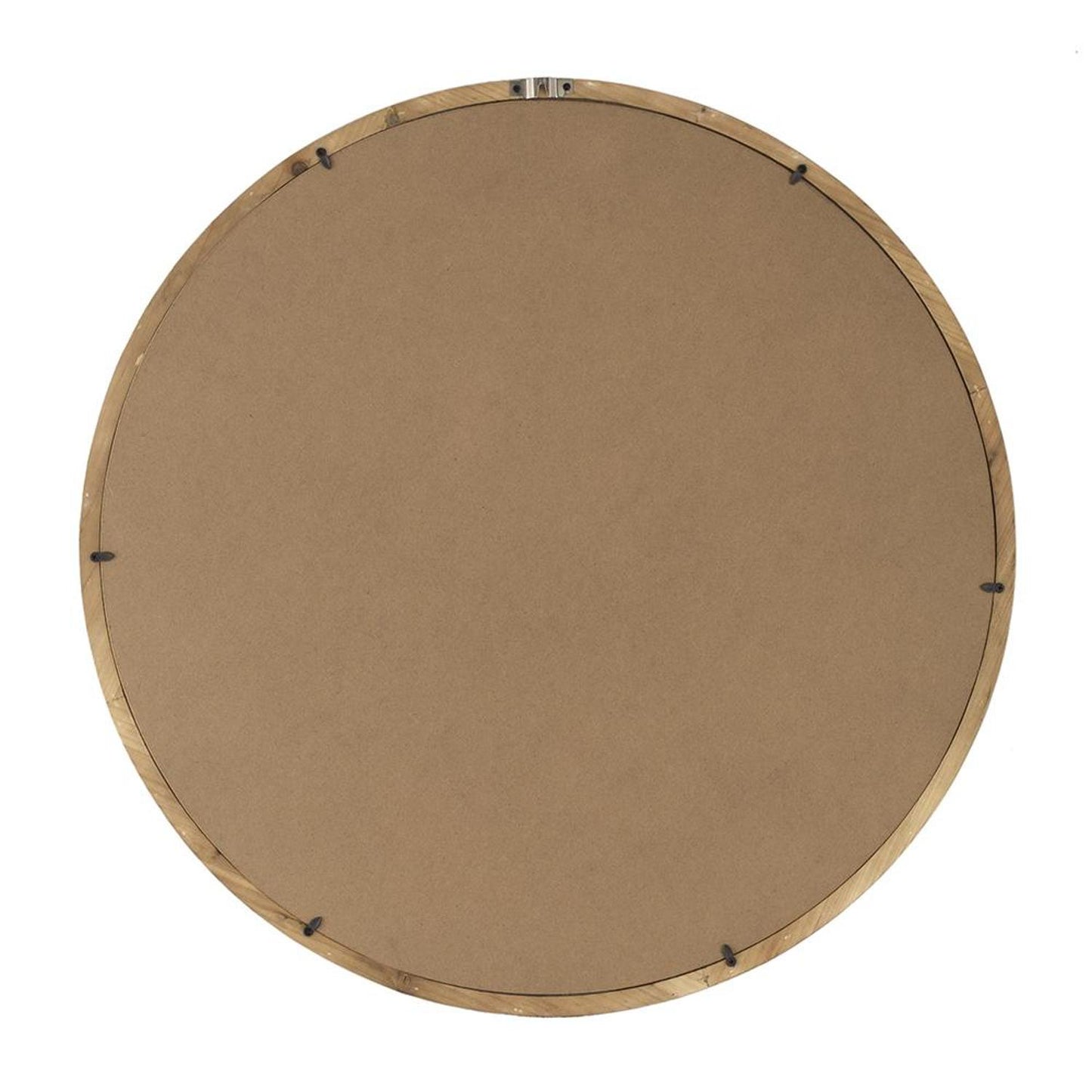 28" Brown Round Framed Accent Mirror