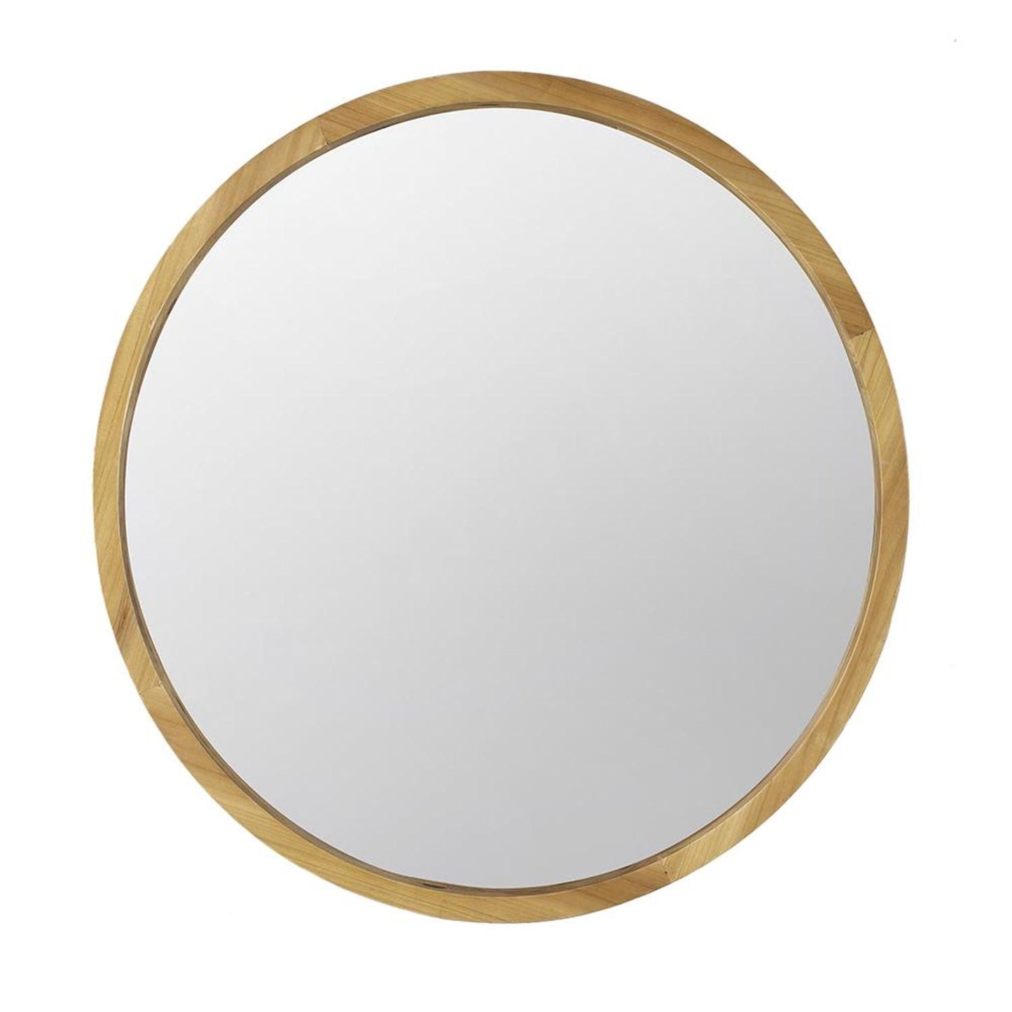 28" Brown Round Framed Accent Mirror